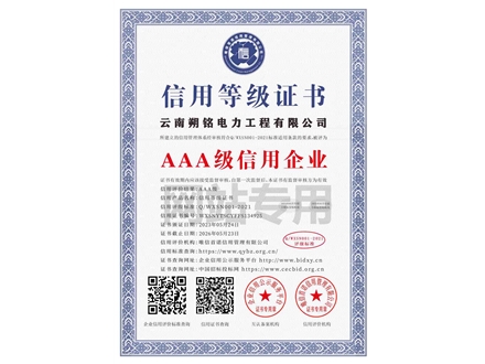 信用等級(jí)證書